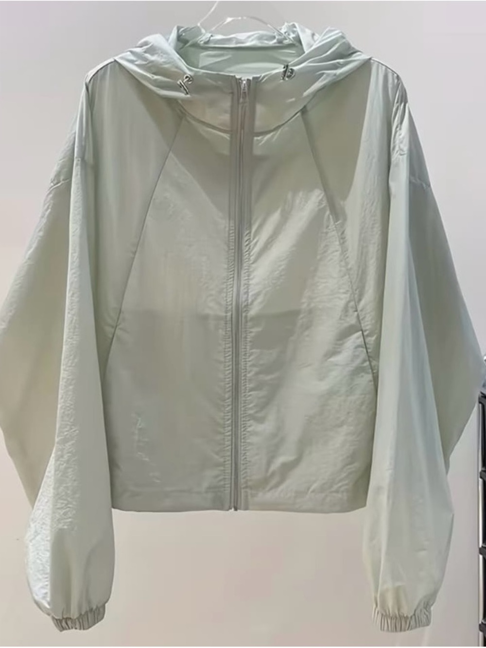 Light Sage Hooded Windbreaker Jacket - Women